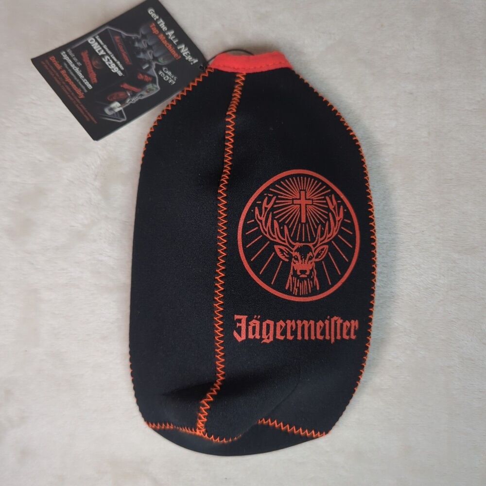 Jagermeister 750 ML Bottle Koozie Stay Cool Pack Zip Up Neoprene Black/Orange